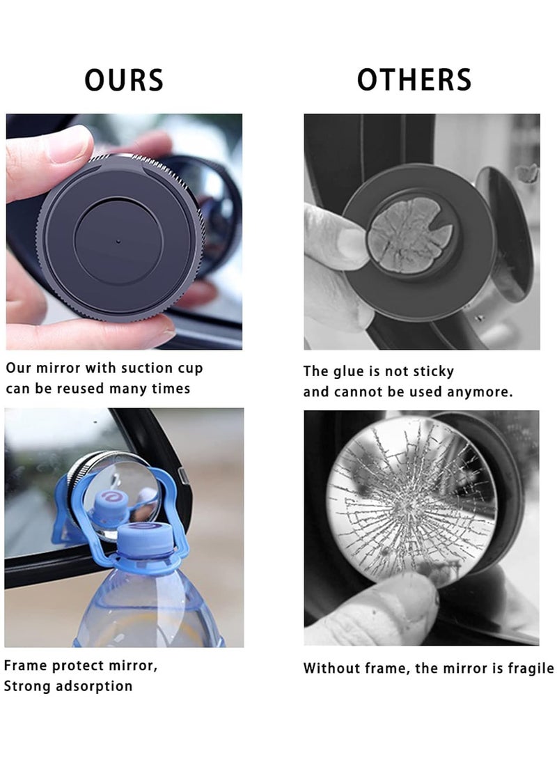 Bukela 2 PCS 2" (5 cm)Diameter Car Blind Spot Side Mirror,Reusable Round HD Blind Spot Mirror with Sucker, Universal 360° Wide Angle Glass Convex Side Rear View Mirror for Cars SUVs and Trucks  - Image 4