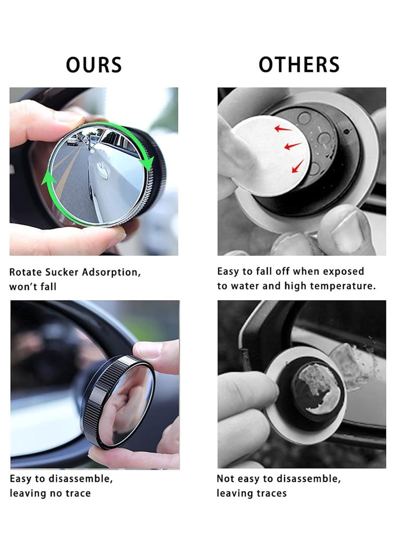 Bukela 2 PCS 2" (5 cm)Diameter Car Blind Spot Side Mirror,Reusable Round HD Blind Spot Mirror with Sucker, Universal 360° Wide Angle Glass Convex Side Rear View Mirror for Cars SUVs and Trucks  - Image 3