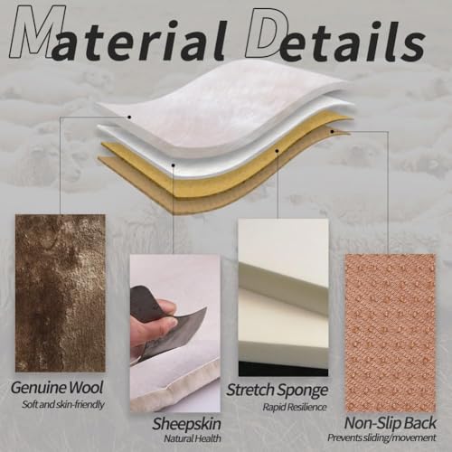 LLB Genuine Sheepskin Car Seat Cushion Seat Covers for Cars Trucks SUV Comfort Seat Protector Pad for Car Driver Seat Car Accessories for Women Office Chair Car Decor (Tan, Front Seat Cushion-1 Pc) - Image 4