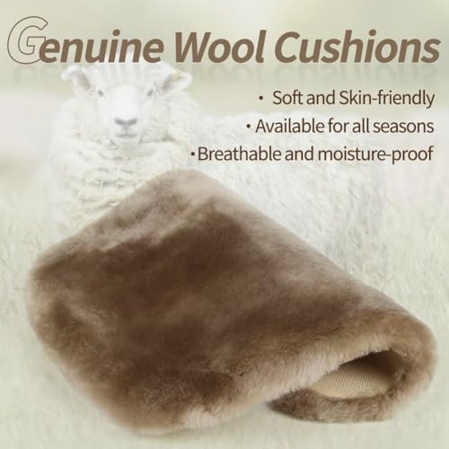 LLB Genuine Sheepskin Car Seat Cushion Seat Covers for Cars Trucks SUV Comfort Seat Protector Pad for Car Driver Seat Car Accessories for Women Office Chair Car Decor (Tan, Front Seat Cushion-1 Pc) - Image 5