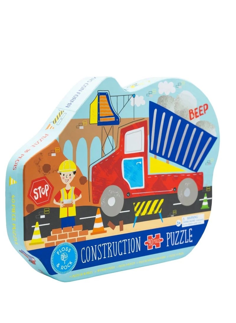 Floss & Rock - Floss & Rock Construction Truck 40-Piece Jigsaw Puzzle - Fun Puzzle for Kids - Image 1