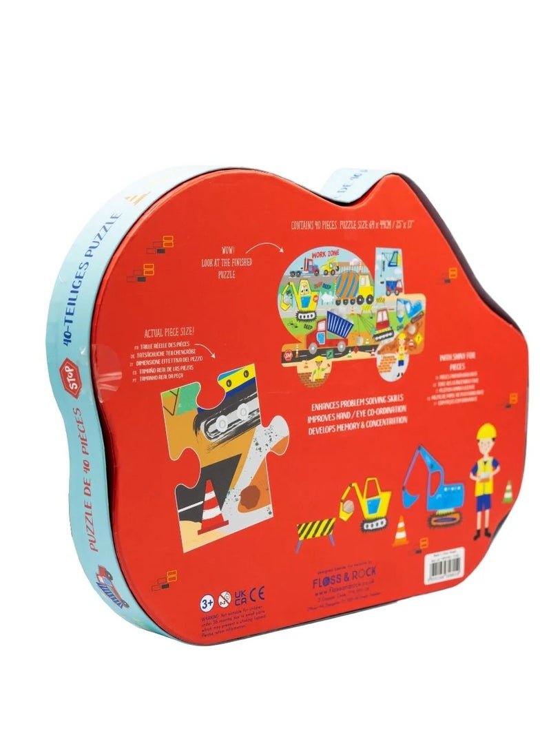 Floss & Rock - Floss & Rock Construction Truck 40-Piece Jigsaw Puzzle - Fun Puzzle for Kids - Image 1