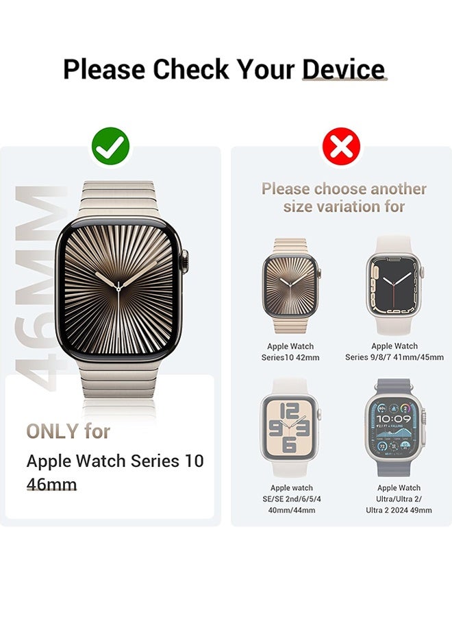 2 in 1 Waterproof Case Compatible with Apple Watch 46mm Series 10 with Tempered Glass Screen Protector, Full Coverage Bumper Cover for iWatch Case 46mm Starlight - Image 2