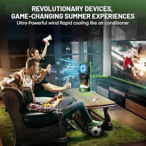 Daonlc Portable Misting Fan with Remote & 30000mAh Rechargeable Misting Fans for Outside Patios Camping Beach & Workshops Mist Fan Portable for Outdoor/Indoor 2L Built-in Water Tank RGB 4 Speeds & Spray - Image 4