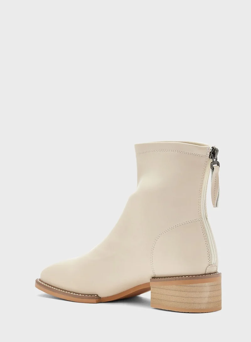 ELLA Heel Detail Round Toe Boot