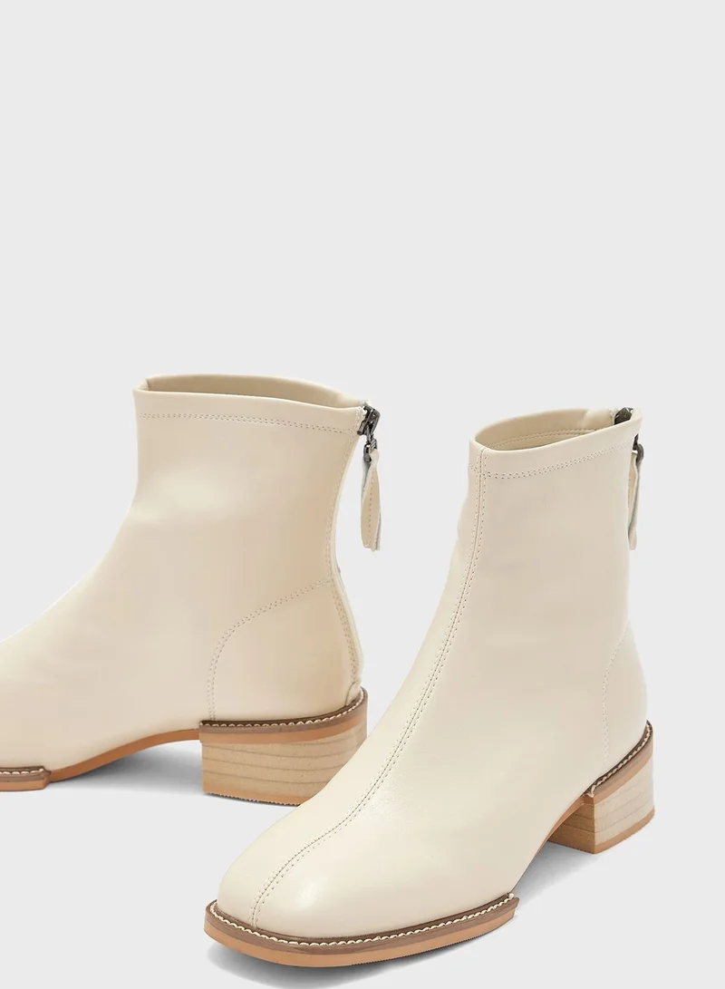 ELLA Heel Detail Round Toe Boot