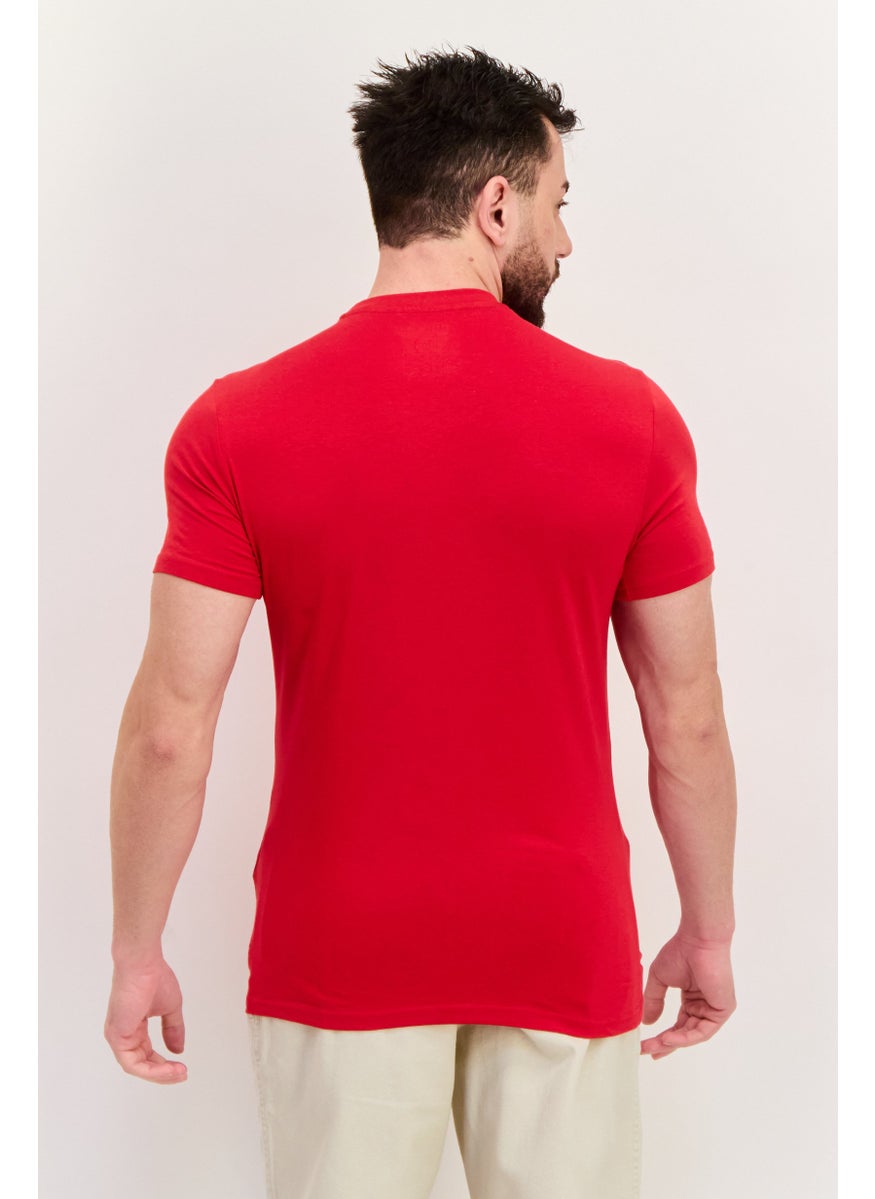 Kenneth Cole Men Crew Neck Short Sleeves Brand Logo T-Shirt, Red  - Image 4