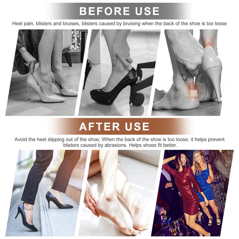 Riootlnm Heel Pads for Shoes Too Big, Shoe Inserts for Loose Shoes, Heel Grips Protectors for Blisters Pain, Filler Make Shoes Fit Tighter, Rubbing, Prevent Slip for Women Men (4PairsRosyBrownBlack) - Image 5