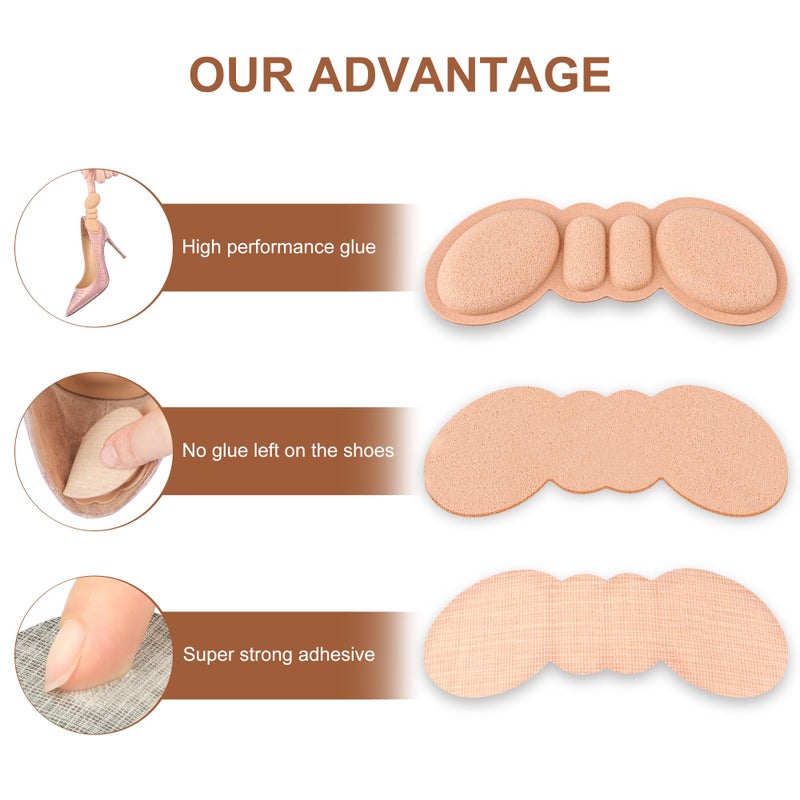 Riootlnm Heel Pads for Shoes Too Big, Shoe Inserts for Loose Shoes, Heel Grips Protectors for Blisters Pain, Filler Make Shoes Fit Tighter, Rubbing, Prevent Slip for Women Men (4PairsRosyBrownBlack) - Image 4