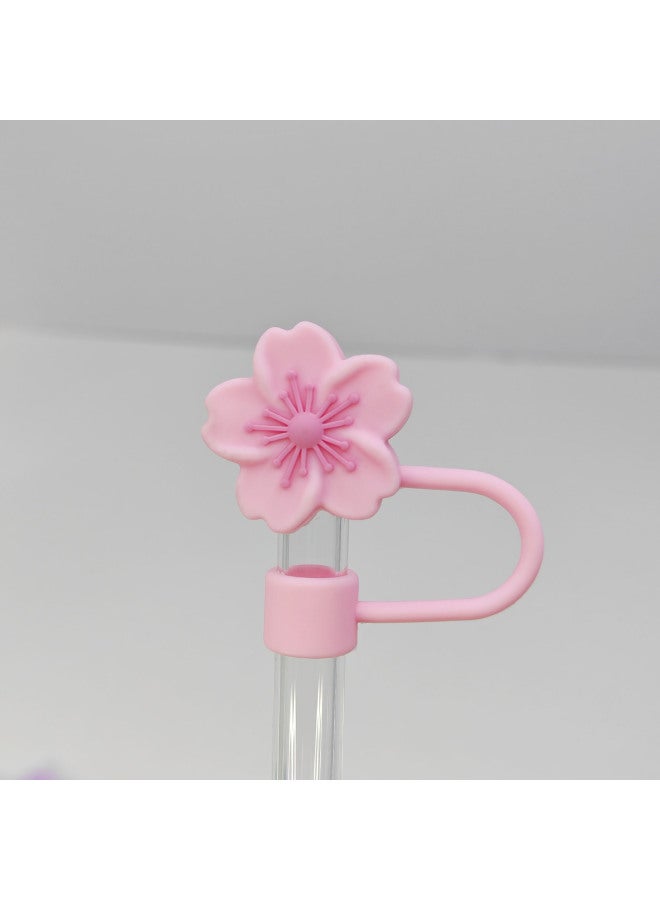 10mm Begonia Flower Straw Dust Cap Straw Sleeve Flower Stanley Stanley Straw Cap-Color:Pink  - Image 1