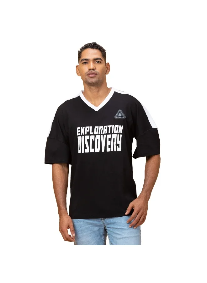 بيينغ هيومان Mens Black Round Neck Short Sleeve T-Shirt
