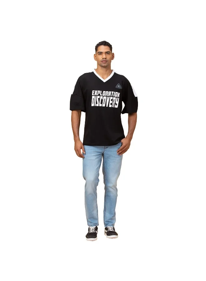بيينغ هيومان Mens Black Round Neck Short Sleeve T-Shirt