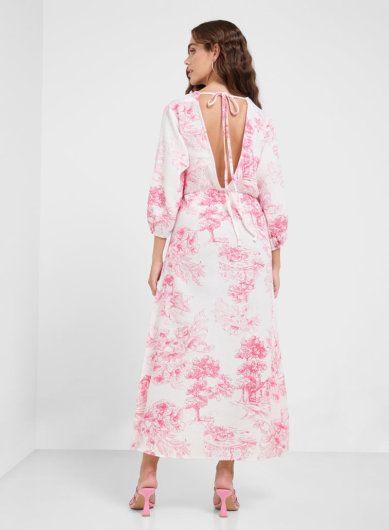 جينجر فستان ماكسي بطبعة زهور - Image 2