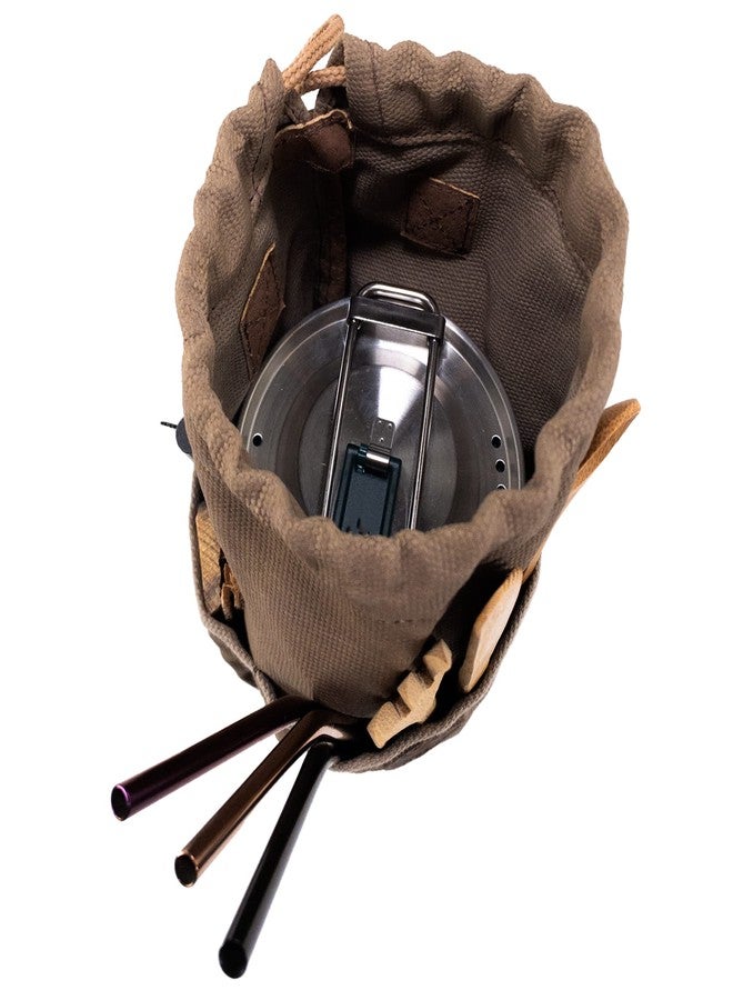 Valhalla Gear, Camping Bag for Cooking Pot, Handmade from Waxed Canvas and Full Grain Leather - Fatigue - Image 3
