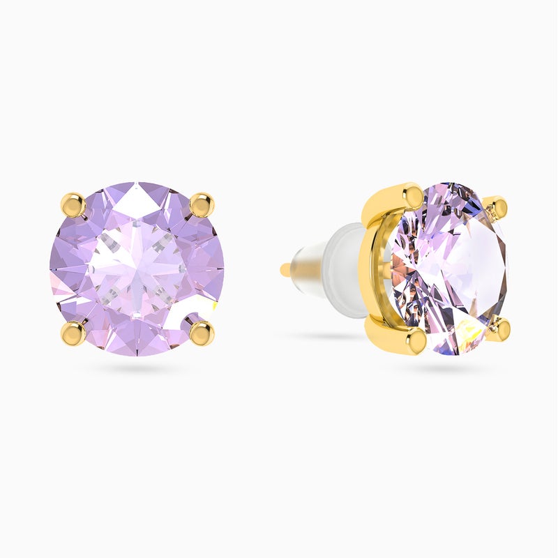 Instyle by L'azurde Round Purple Stone Stud Earrings in 18K Gold - Image 1