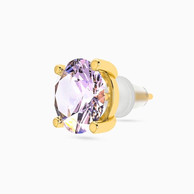 Instyle by L'azurde Round Purple Stone Stud Earrings in 18K Gold - Image 4