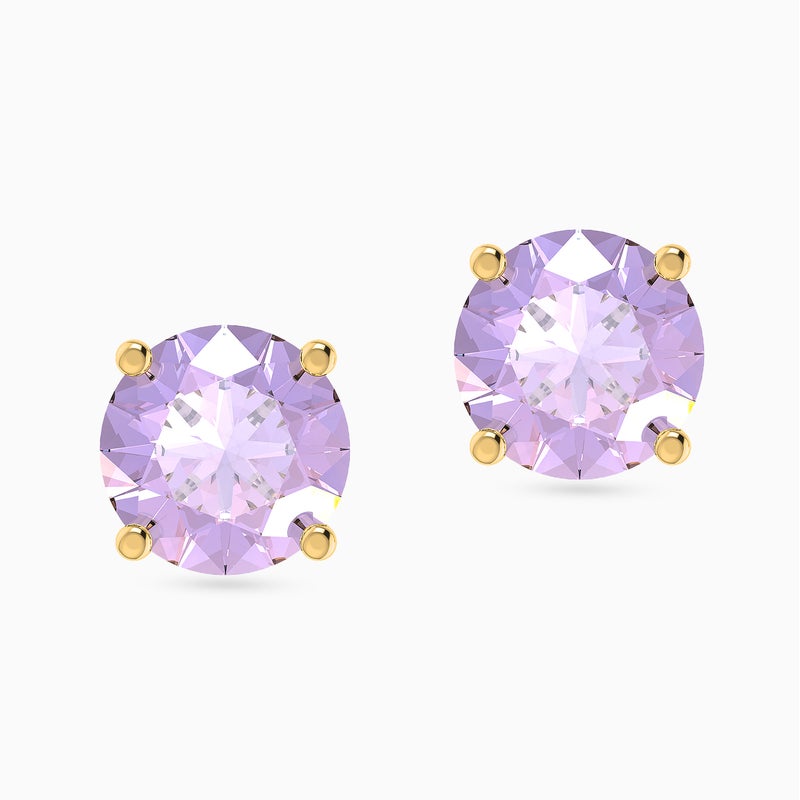 Instyle by L'azurde Round Purple Stone Stud Earrings in 18K Gold - Image 3