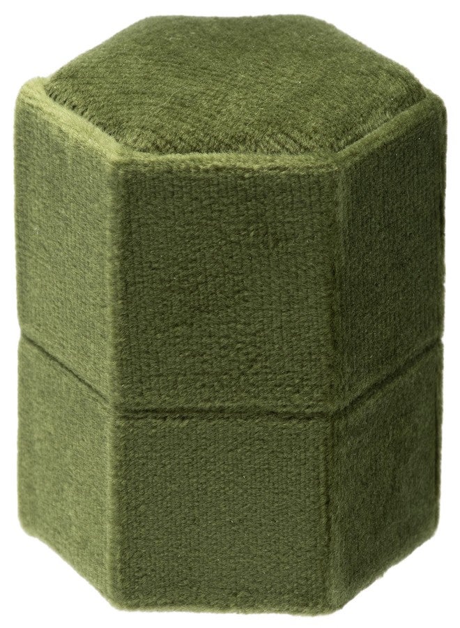 Giftop Equal Hexagon Velvet Single Ring Box for Engagement Proposal Wedding,Jewelry Ring Gift Box Jewelry Packaging Box (Olive Green) - Image 4