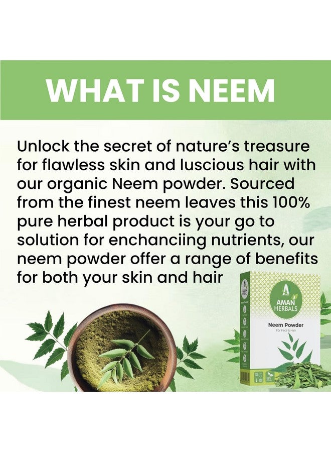 AMAN HERBALS - 100% Pure & Natural Neem Powder (100 g) - Face Pack Powder for Acne, Dull Skin & Dark Spots, Makes Skin Soft & Supple - Image 3