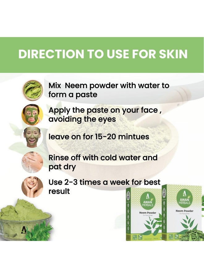 AMAN HERBALS - 100% Pure & Natural Neem Powder (100 g) - Face Pack Powder for Acne, Dull Skin & Dark Spots, Makes Skin Soft & Supple - Image 4