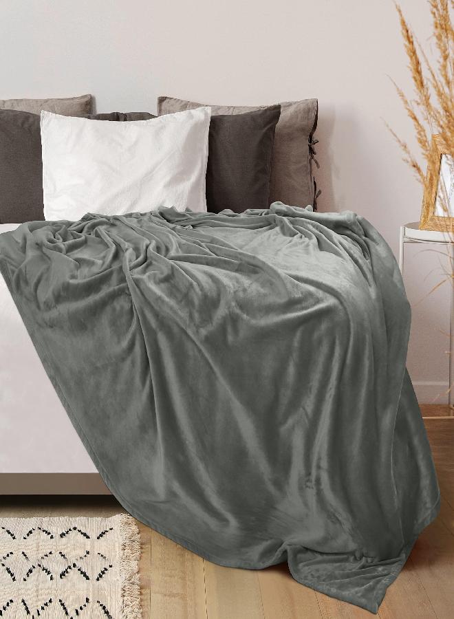 Utopia Bedding Fleece Blanket King Size Ash Grey 300GSM Luxury Fuzzy Soft Anti-Static Microfiber Bed Blanket (90x102 Inches) - Image 1
