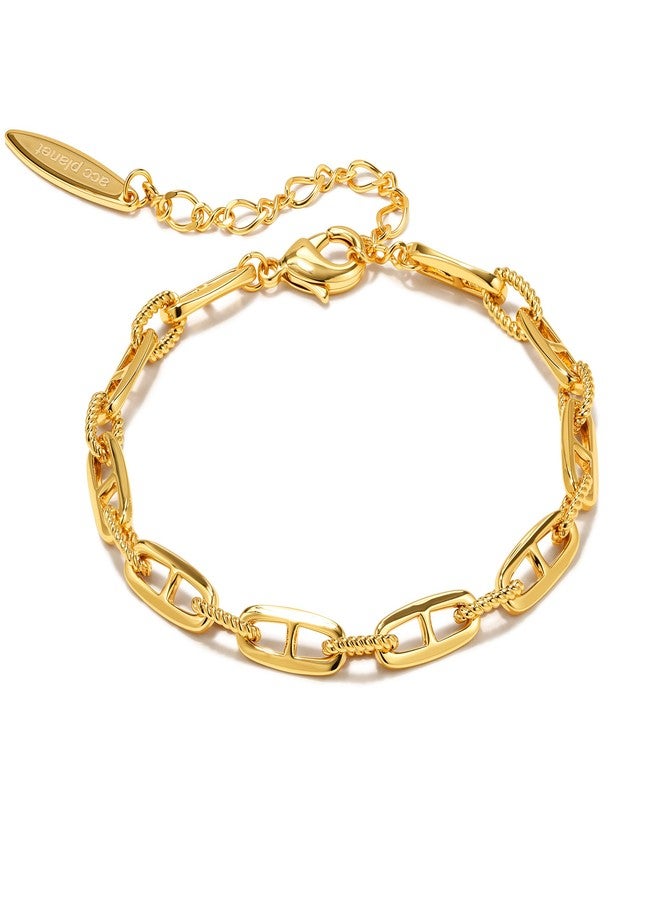 ACC PLANET Gold Cuban Link Chain Bracelets for Women, 18K Gold Plated Marina Link Bracelet Stackable Minimalist Cute Trendy Gold Bracelets for Women Jewelry Gifts - Image 1