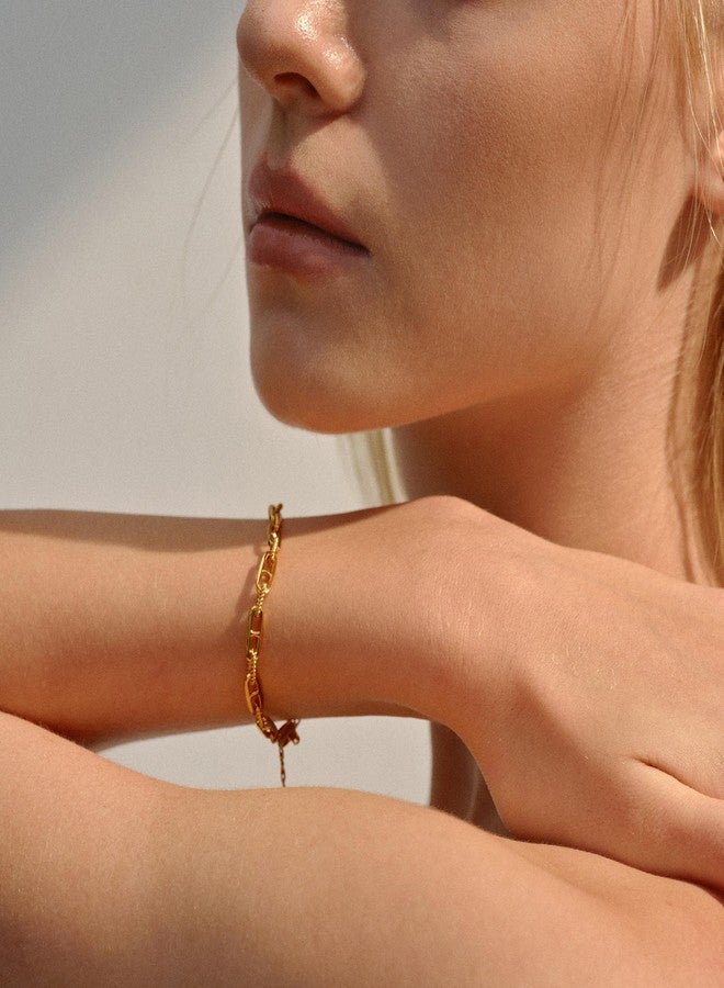 ACC PLANET Gold Cuban Link Chain Bracelets for Women, 18K Gold Plated Marina Link Bracelet Stackable Minimalist Cute Trendy Gold Bracelets for Women Jewelry Gifts - Image 4