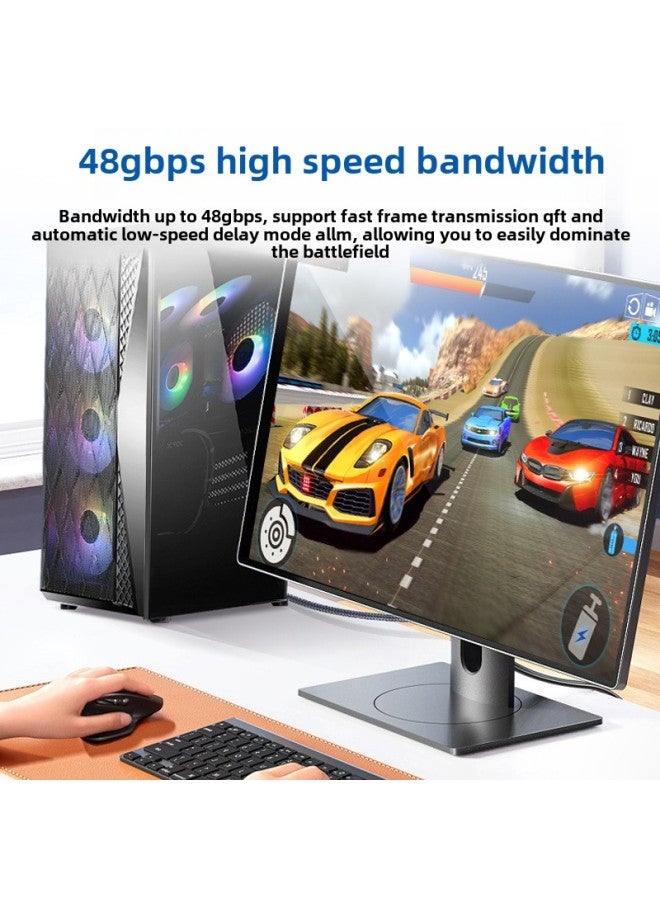 Jinghua 2.1HDMI Cable 8K Cotton Edition 60hz Connection Display Projector Notebook With Shielded HD Cable-Color:Hd Hd Line V2.1 Version 8k Two-color Version-Line Length:3m  - Image 3