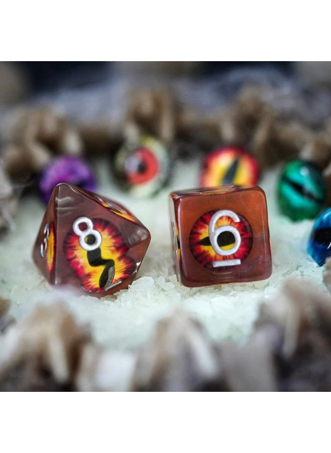 cusdie 7-Die Dnd Dice, Polyhedral Dice Set Filled With Eyeball, For Role Playing Game Dungeons And Dragons D&D Dice Mtg Pathfinder (Brown Eyeball)  - Image 4