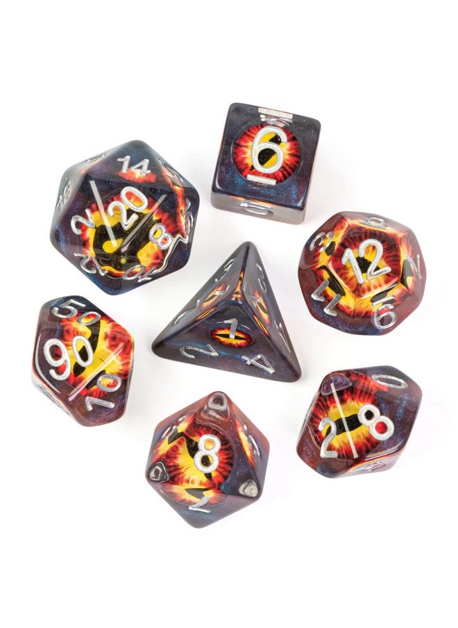 cusdie 7-Die Dnd Dice, Polyhedral Dice Set Filled With Eyeball, For Role Playing Game Dungeons And Dragons D&D Dice Mtg Pathfinder (Brown Eyeball)  - Image 1