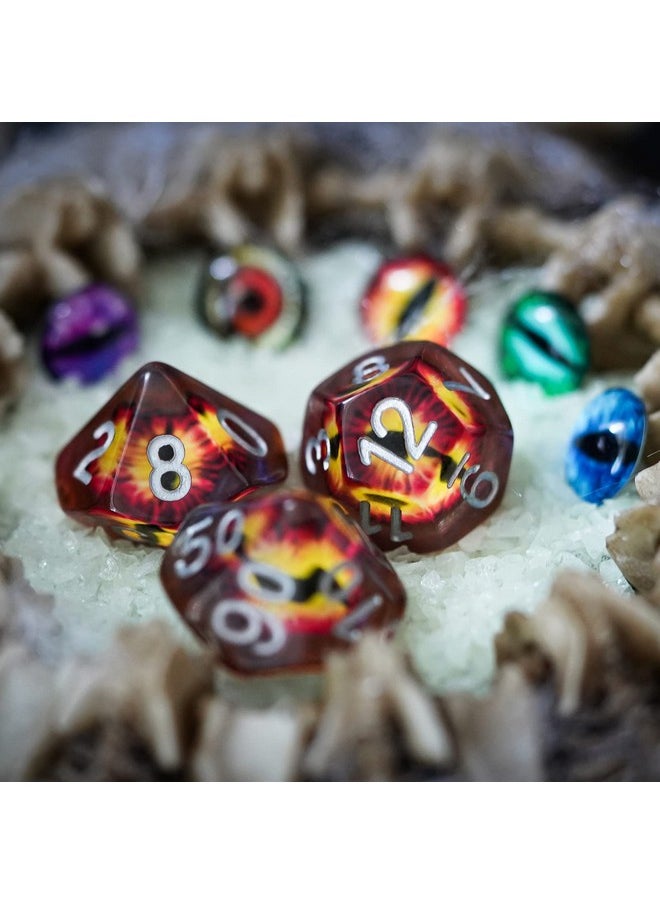 cusdie 7-Die Dnd Dice, Polyhedral Dice Set Filled With Eyeball, For Role Playing Game Dungeons And Dragons D&D Dice Mtg Pathfinder (Brown Eyeball)  - Image 5