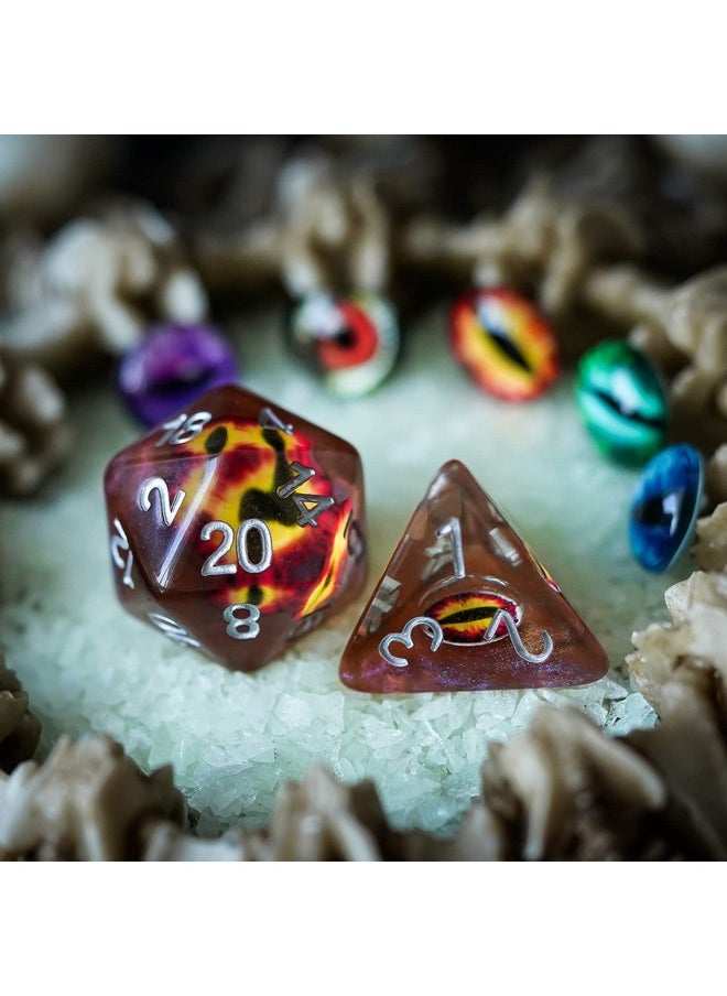 cusdie 7-Die Dnd Dice, Polyhedral Dice Set Filled With Eyeball, For Role Playing Game Dungeons And Dragons D&D Dice Mtg Pathfinder (Brown Eyeball)  - Image 3