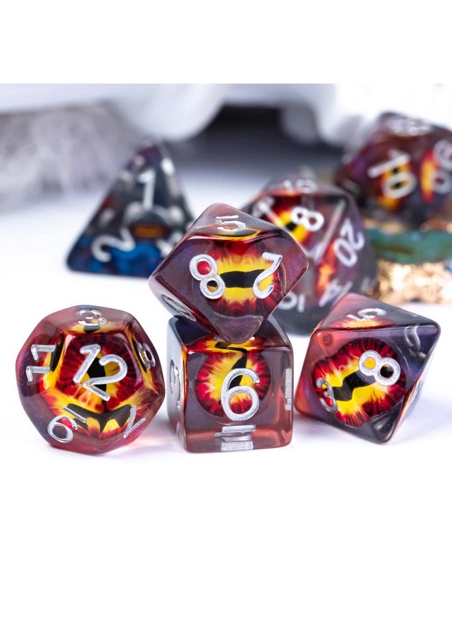 cusdie 7-Die Dnd Dice, Polyhedral Dice Set Filled With Eyeball, For Role Playing Game Dungeons And Dragons D&D Dice Mtg Pathfinder (Brown Eyeball)  - Image 2