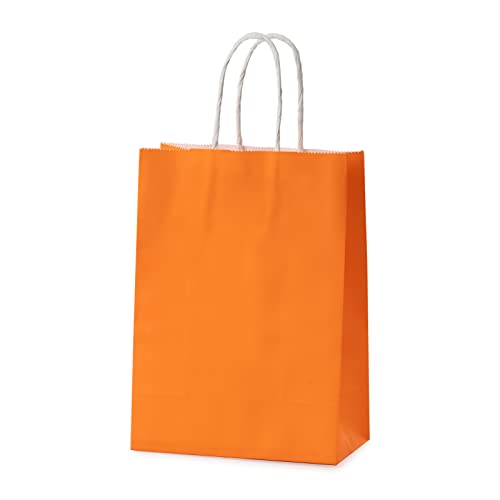 MISU Paper Bags Party Favor Bags Kraft Paper Gift Bags with Handle, Small, 8.3x5.9x3.2 Inches, 16-Pack (Orange, Blue) - Image 3