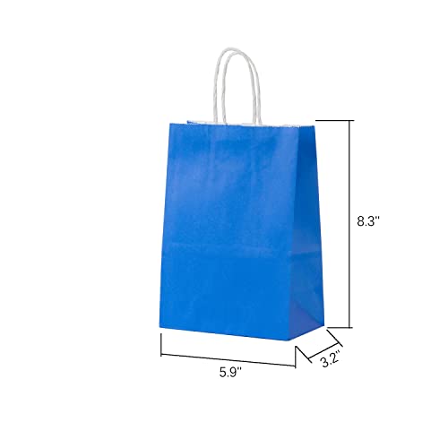 MISU Paper Bags Party Favor Bags Kraft Paper Gift Bags with Handle, Small, 8.3x5.9x3.2 Inches, 16-Pack (Orange, Blue) - Image 2