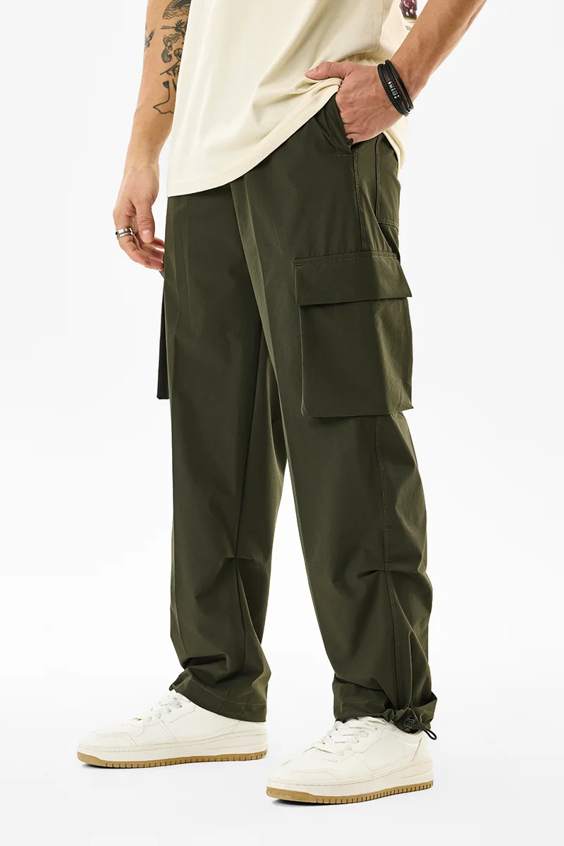 سنيتش Olive Solid Relaxed Streetwear Cargo
