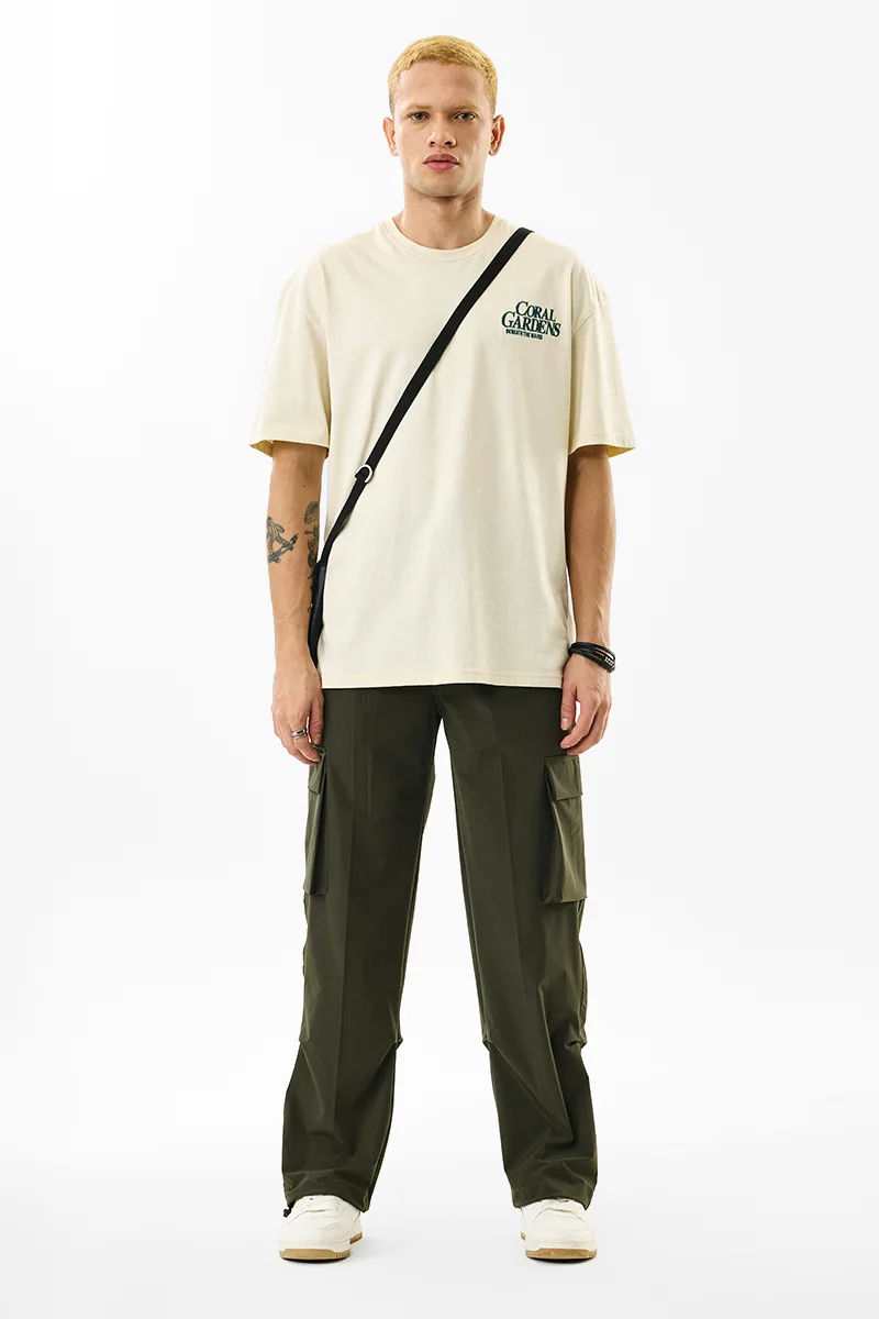 سنيتش Olive Solid Relaxed Streetwear Cargo