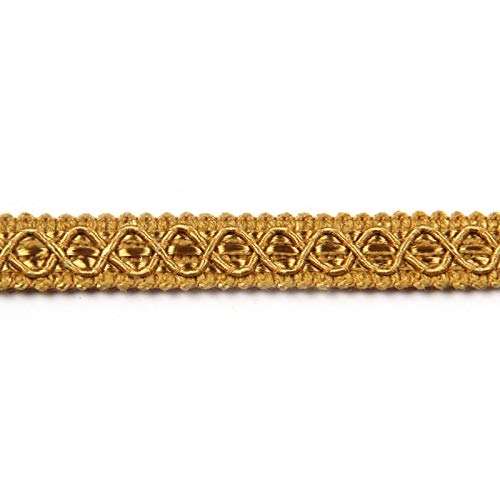 Hedonghexi Gimp Braid Fabric Trim - 0.59 Inch / 10 Yards, Gold Silver, Upholstery, Polyester, DIY Crafts, Home Decorative - Image 2