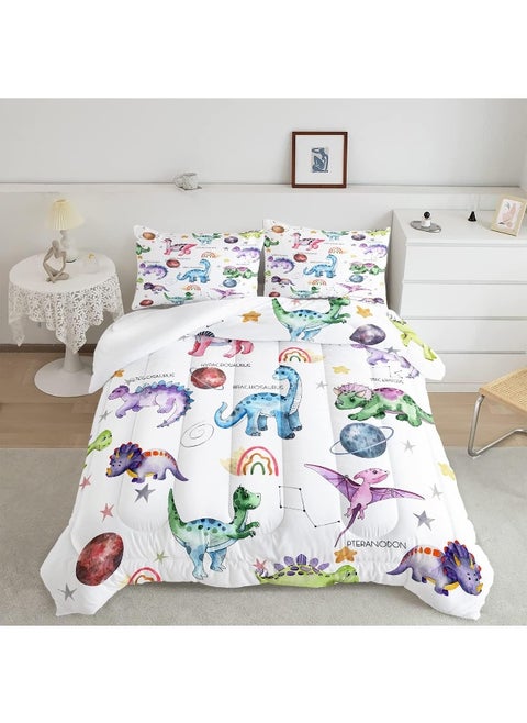 CVHOUSE Dinosaur Bedding Set, Dinosaur Comforter Set Twin, Microfiber Quilt Set - 3 Piece with 1 Comforter and 2 Pillow Cases
