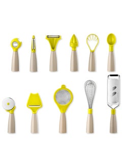 Perfii 11PCS Premium Cooking Gadget Set with Stainless Steel Utensils, Essential Tools for Cooking or Baking including Pizza Cutter, Whisk, Spoon, Grater, Opener, and Vegetable Peeler for Kitchen  - Image 1