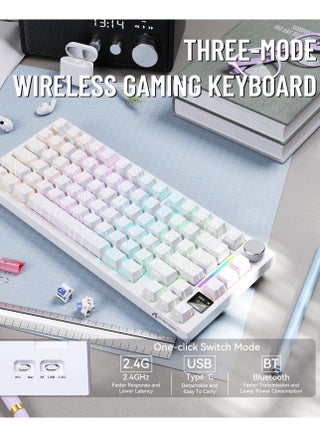 X820 Ultra Wireless Gaming Mechanical Keyboard with TFT Smart Display&Knob,75% Hot Swappable Custom Gasket-Mounted Keyboard,Tri-Mode(Wired/2.4GHz/BT) - view 2