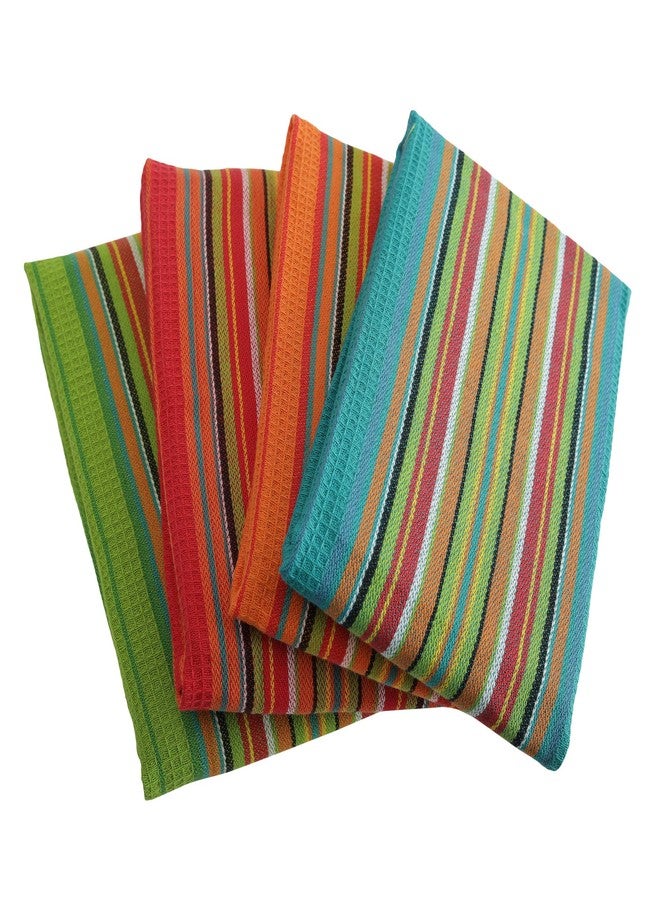 DG Collections Salsa Stripe Kitchen Dish Towels, 100% Cotton, Highly Absorbent, Multi Purpose Waffle Tea Towels for Cooking, Drying & Cleaning, 16x28 Inches, Pack of 12 - Image 5