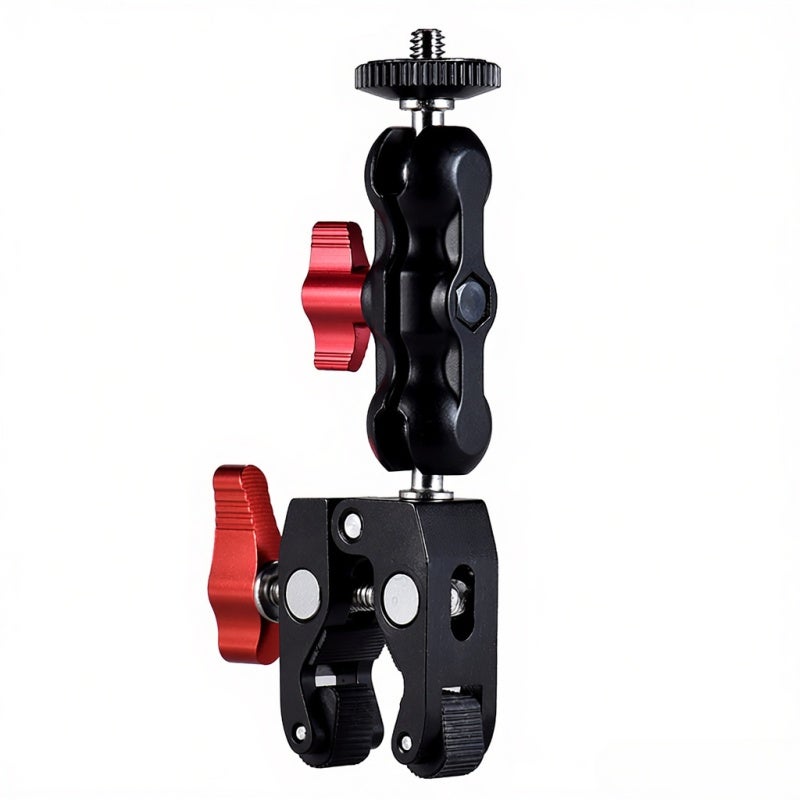 ANDOER Ball Head Clamp 38mm Max Open 130mm Total Length Anti-Rust Stainless Steel Construction - Versatile 1/4"-20 & 3/8"-16 Fittings Magic Arm for Photo Industry Tripod & Monitor Attachments - Image 1
