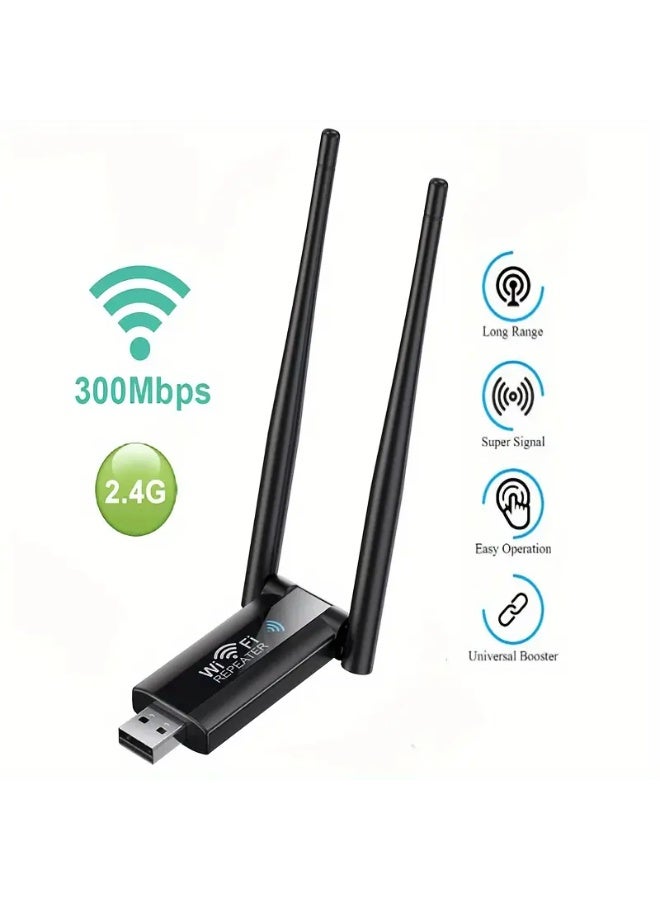 "USB WiFi Repeater 300Mbps - Dual Band 2.4GHz/5GHz Wireless Network Extender with High Gain Antenna | WPS Button | Compact Plug-and-Play Design | for Home/Office/Travel"  - Image 3