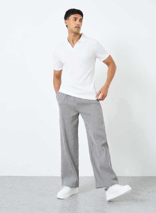 ستايلي بنطلون رياضي رجالي رمادي مخطط واسع - Image 2