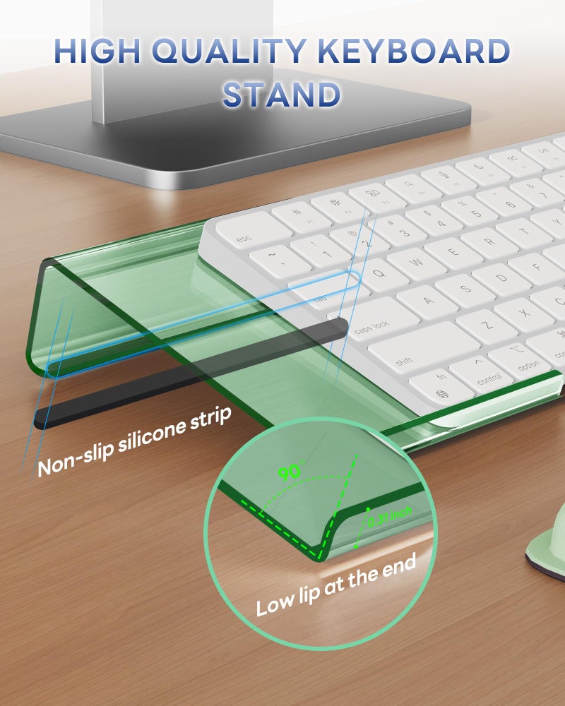 Laborio Computer Keyboard Wrist Rest Stand for Desktop, Keyboard Riser Holder with Wrist Pad for Office Desk, Home, School (Green) - Image 3