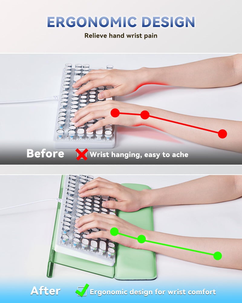 Laborio Computer Keyboard Wrist Rest Stand for Desktop, Keyboard Riser Holder with Wrist Pad for Office Desk, Home, School (Green) - Image 2