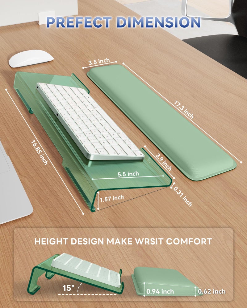 Laborio Computer Keyboard Wrist Rest Stand for Desktop, Keyboard Riser Holder with Wrist Pad for Office Desk, Home, School (Green) - Image 5