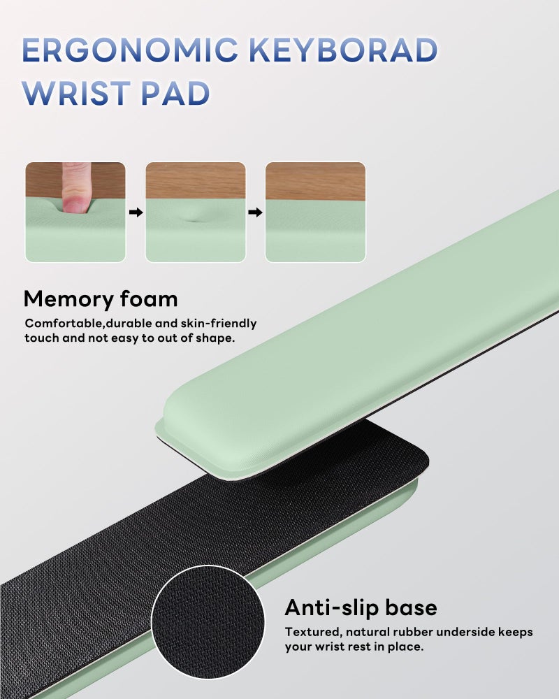Laborio Computer Keyboard Wrist Rest Stand for Desktop, Keyboard Riser Holder with Wrist Pad for Office Desk, Home, School (Green) - Image 4