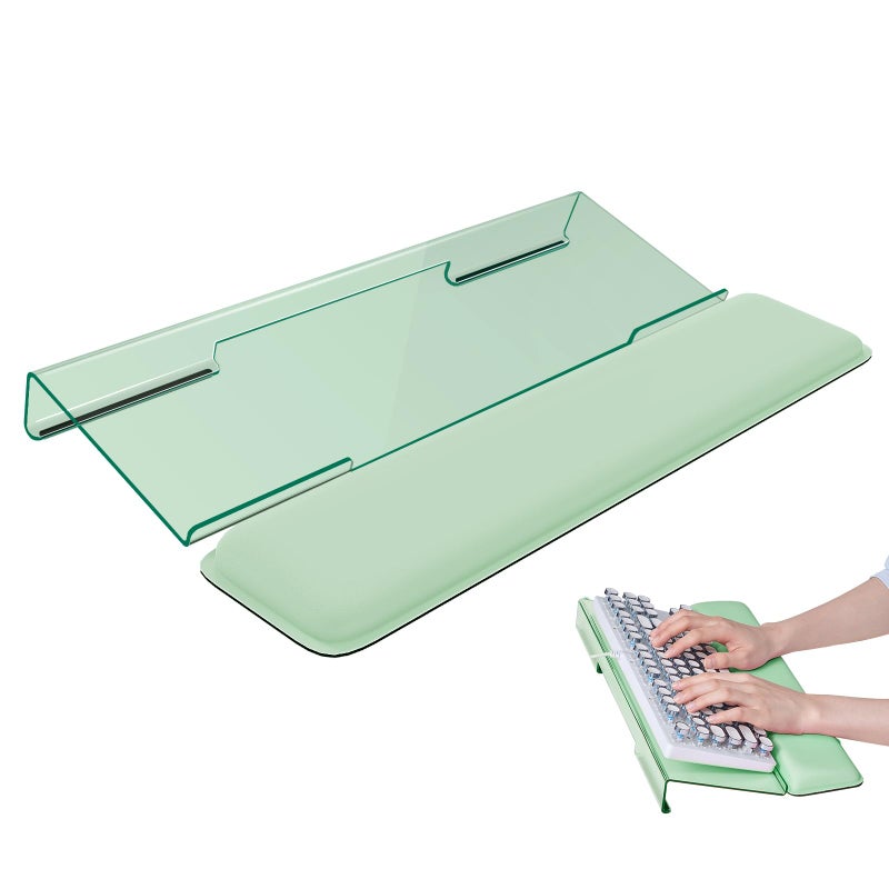 Laborio Computer Keyboard Wrist Rest Stand for Desktop, Keyboard Riser Holder with Wrist Pad for Office Desk, Home, School (Green) - Image 1